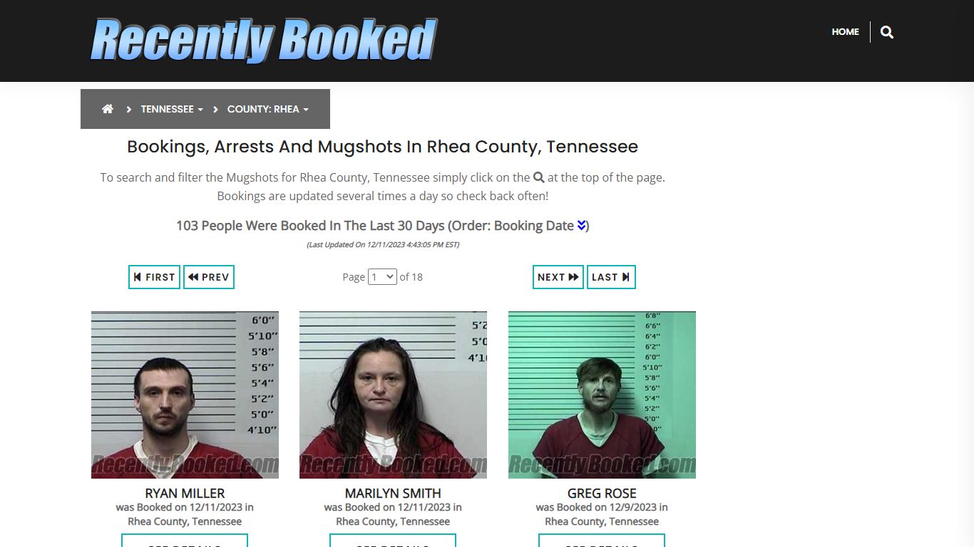 Recent bookings, Arrests, Mugshots in Rhea County, Tennessee
