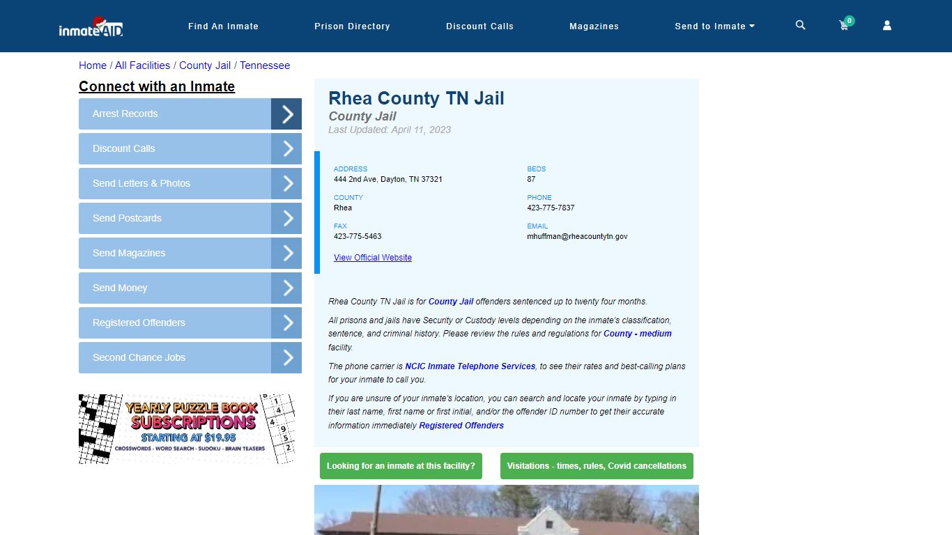 Rhea County TN Jail - Inmate Locator - Dayton, TN