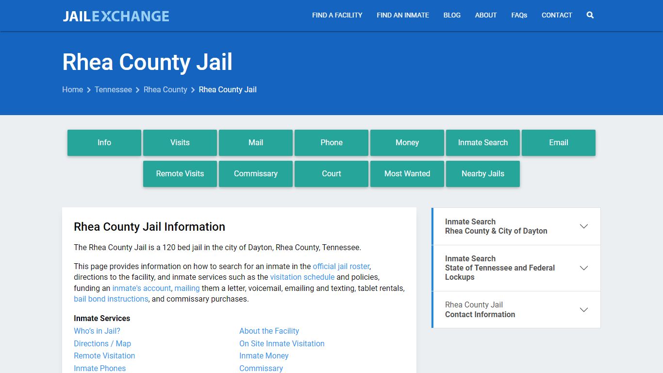 Rhea County Jail, TN Inmate Search, Information